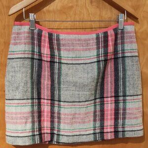 Vineyard Vines, Women's, gray wool with pink accent plaid mini skirt, size 12